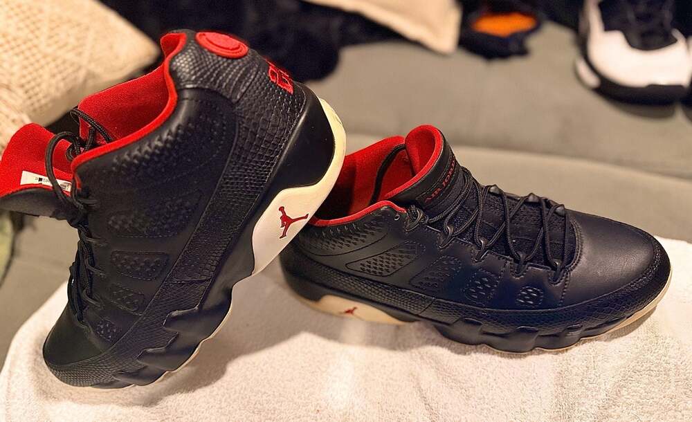 Air Jordan 9 Retro Low Snakeskin Bred Black Gym Red